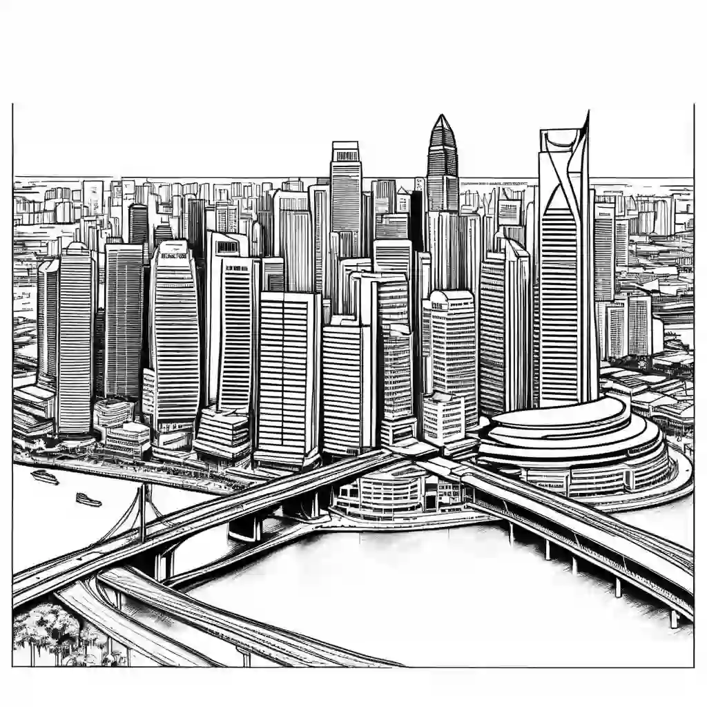 Singapore Skyline coloring pages
